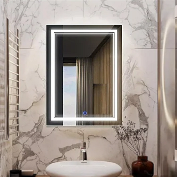 Espelho para Lavabo Moderno Com LED FRONTAL