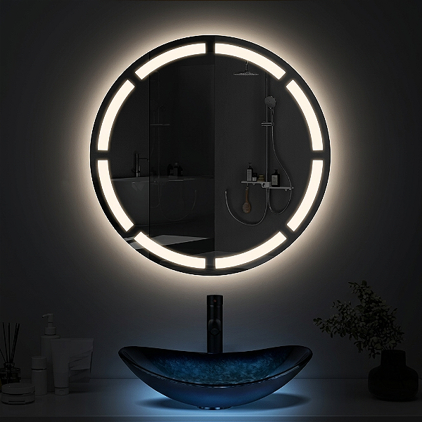 Espelho Decorativo Jateado com LED frontal e Touch Screen Luxo
