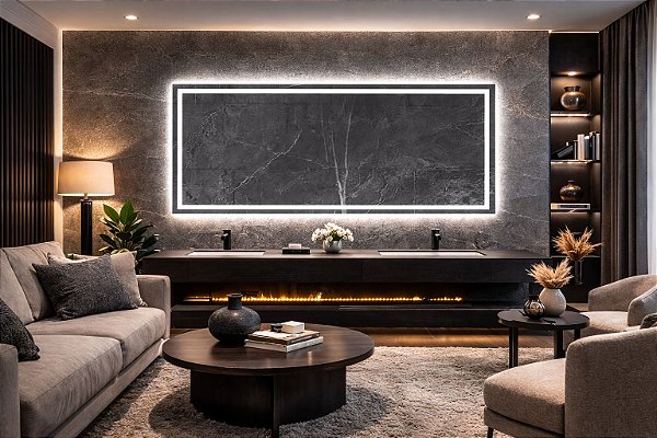 Espelho Quadrado 90 x 90 Com Led Duplo e 2 Touch Screen
