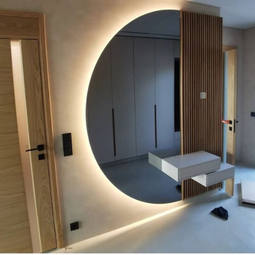 Espelho Meia Lua Com LED Atrás e Touch Screen