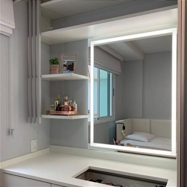 Espelho Para Penteadeira Com Led + Touch Screen Horizontal