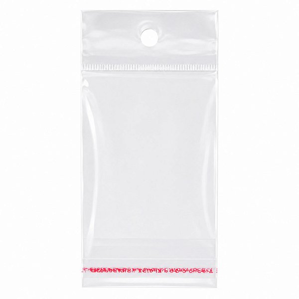 100 Unidades saco Plástico Adesivado Incolor com Solapa para pendurar 5x5+3cm
