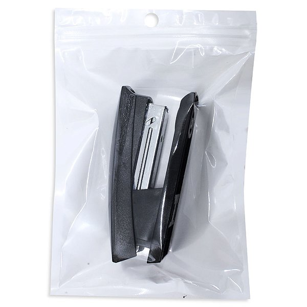 100 un Saco Hermético 13x19 cm Fundo Branco Visor com Furo