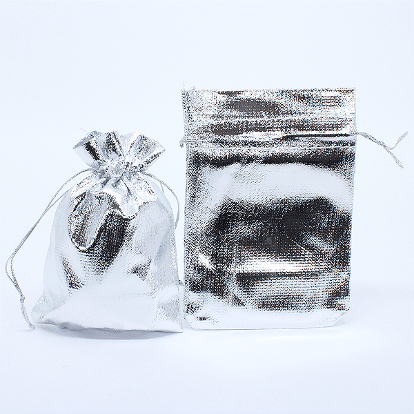Saco Lamê Prateado Tamanho 10x14cm Pacote 12 unidades