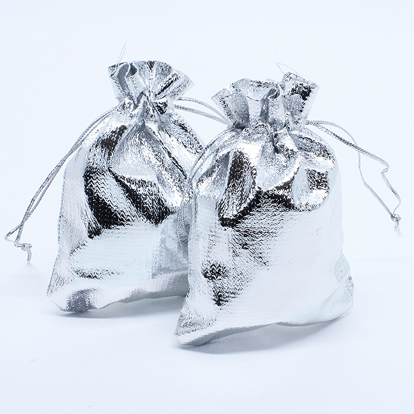 Saco Lamê Prateado Tamanho 9x12cm Pacote 10 unidades