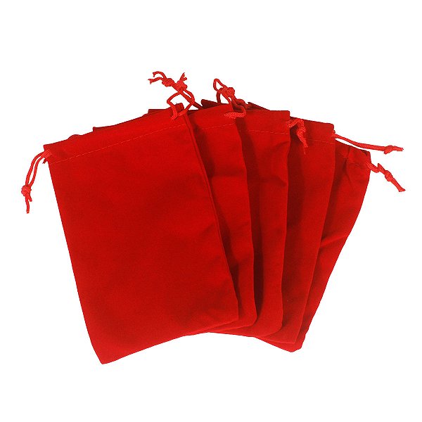 Kit 50 Pçs Saquinho de Veludo Tam. 10x15 Vermelho Com Cordão