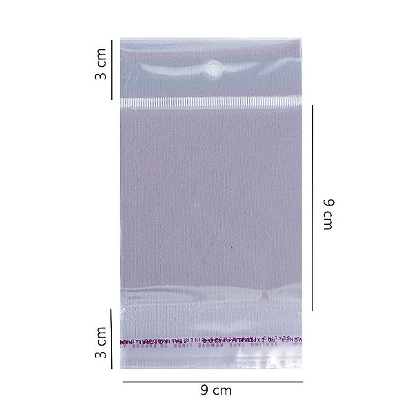1000 Unidades saco Plástico Adesivado com Solapa 9x9+3 cm