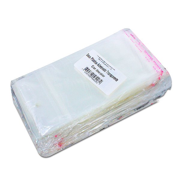 1000 Unidades saco Plástico Adesivado com Solapa 10x13+3 cm
