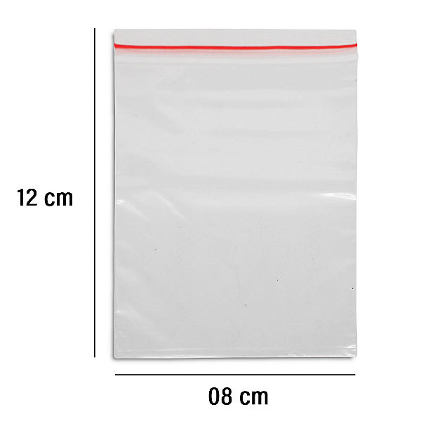 Saco Zip Lock 08x12cm 100 unidades Transparente Zip Lock