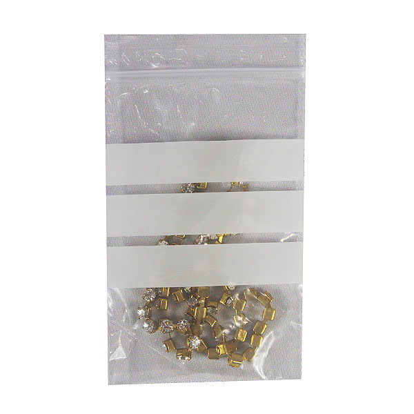 Kit 100 sacos zip lock transparente com tarja 5x7cm