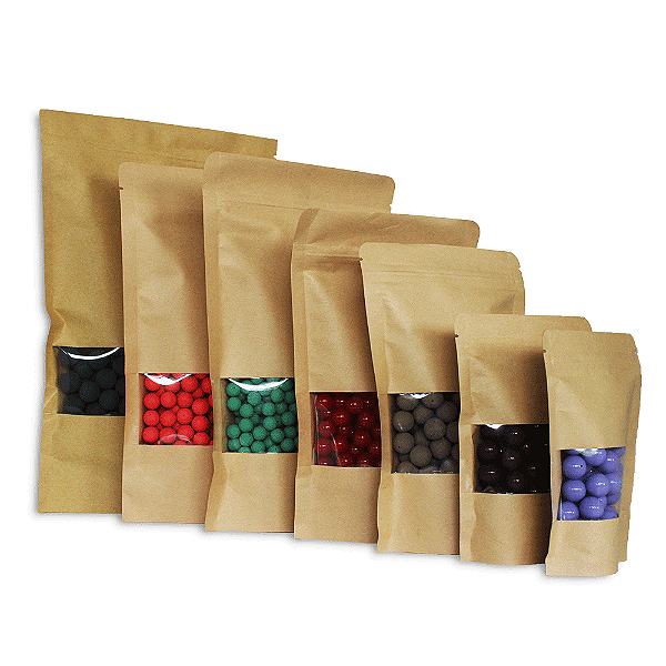 Saco Stand Up Pouch 18x26 Kraft com Zip Lock 49 unidades