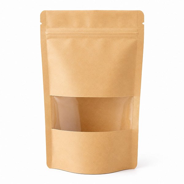 Saco Kraft Stand Up Visor Transparente Zip 50un Tam 9x14