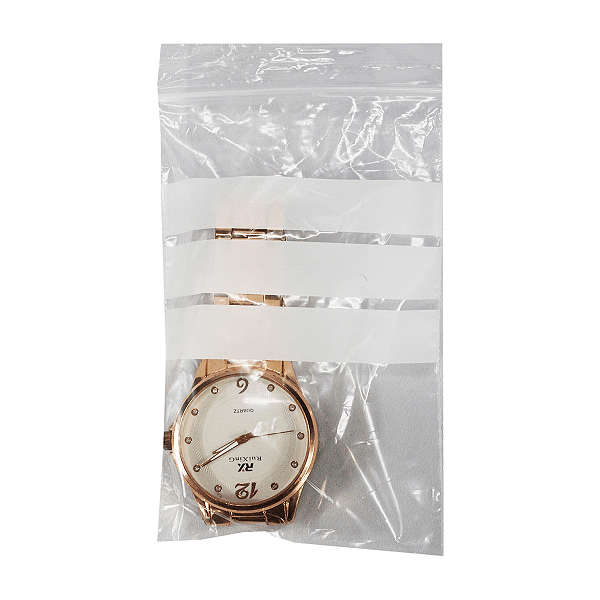 Kit 100 sacos zip lock transparente com tarja 8x12 cm