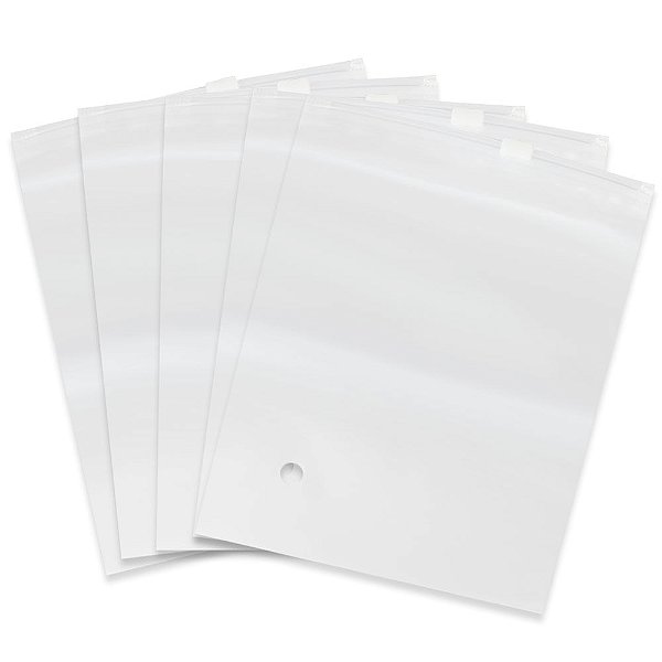 Kit 50 Unidades Sacos ziper com trilho branco 14x18 cm