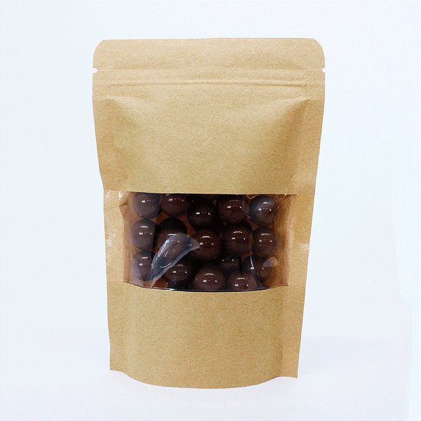 Saco Stand Up Pouch 10x15 Kraft com Visor 50 uni