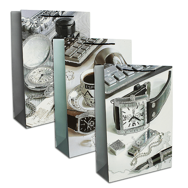 Sacola de Papel para Presente, 44x31x12cm pacote c/ 12 unid. Masculino