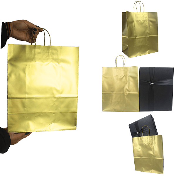 Kit 10 Sacolas Kraft 32x26x13cm Modelo Premium Fosco