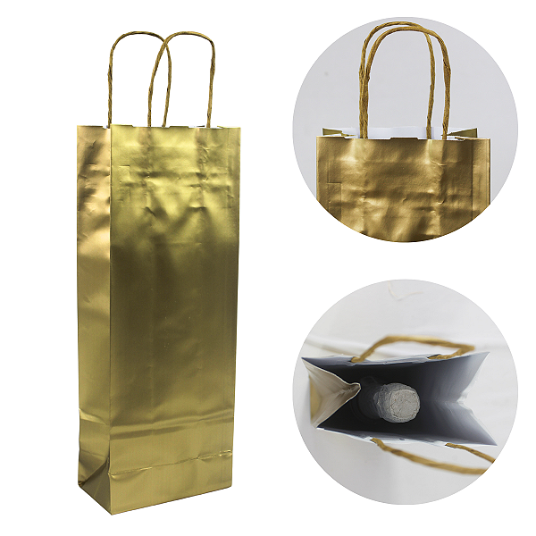 Sacolas Para Presente Garrafa Modelo Premium 35x13x8cm