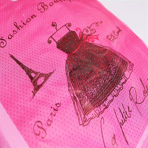 Kit 100 unidades Sacola 30x40 Vestido Rosa Gramatura 0,35