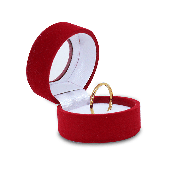 Caixa de aliança Redonda Com Visor para 1 Aliança Vermelho