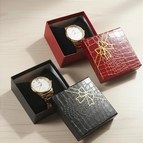 Kit 6 Caixas Luxo para Relógio 9x9cm Craquelado Sortido