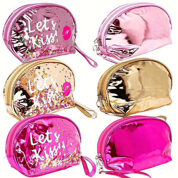 Necessaire Feminina para objetos pessoais Modelo Let Kiss Diversas Cores