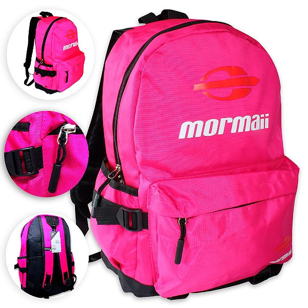 Mochila Juvenil Mormaii em Poliester Cor Pink com 5 compartimentos Pink
