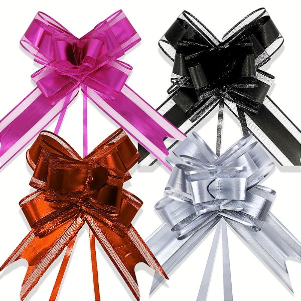 Laço Fácil de Organza com Poliester 30mm x 47 cm Pacote com 50 Unidades