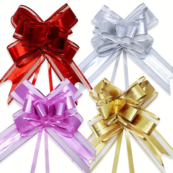 Laço Fácil de Organza com Poliester 30mm x 47 cm Pacote com 10 Unidades