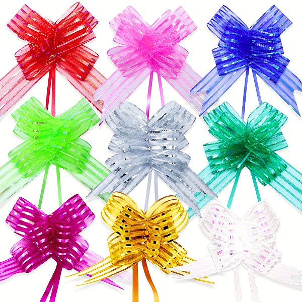 Laço Fácil De Organza, 50mm X 76cm, Pacote Com 100 Unidades