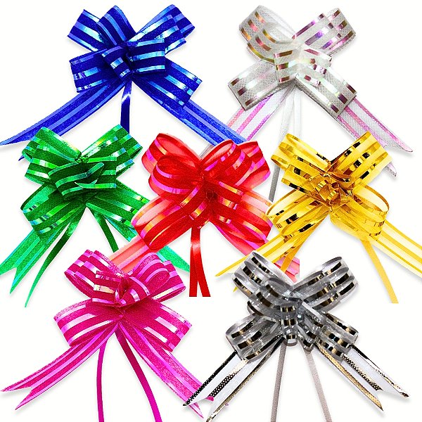 100 Peças Laço Facil de Organza Tamanho 18mm x 36cm