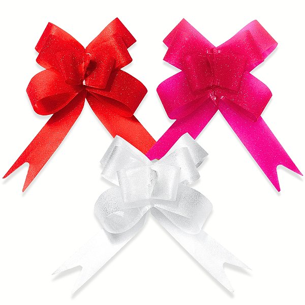 Kit 100 Uni Laço Fácil Mágico de Crepom Grande Para Presente