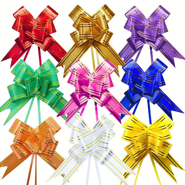 Kit 200 unidades Laço Fácil com Fio Dourado 30mm x 48cm