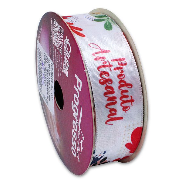 Fita de Cetim Decorada 22mm x 10 Metros Modelo Produto Artesanal