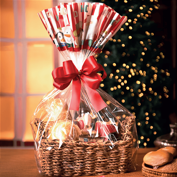 Kit 25 Sacos Para Cesta Tema Natal Tamanho 60x90 cm