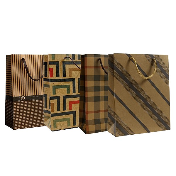 Kit 12 Sacola de presente Kraft 14x11x5cm casual sortido