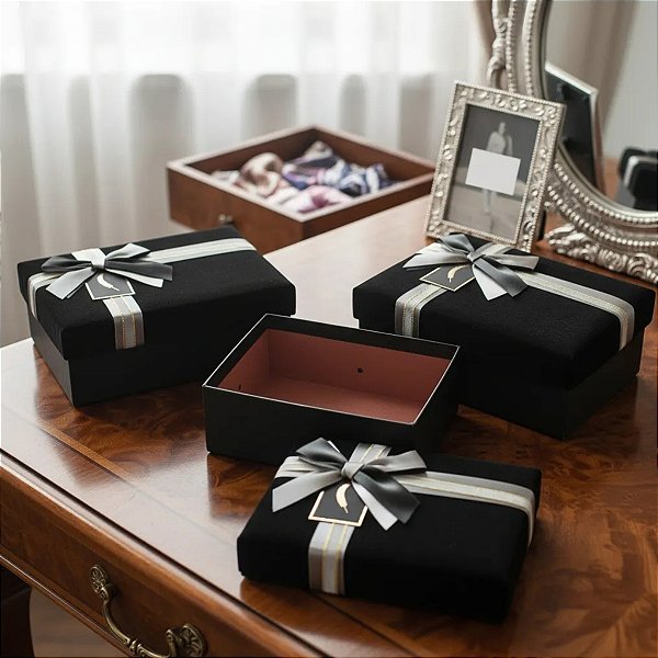 Kit 3 Caixas de Presente de Luxo com Tampa Aveludada