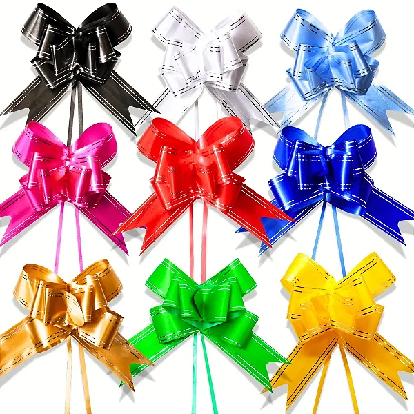 10 Peças Laço Facil Para Presente Fio Prata 45mm x 70cm