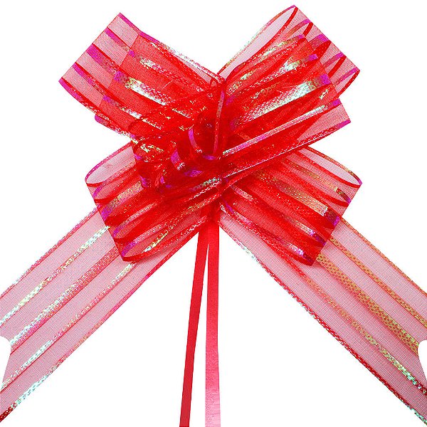 10 Peças Laço Facil de Organza Para Presente Tamanho 50mm x 76 cm