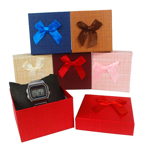 Caixa para Relógio 9x9 cm Pacote com 6 unidades Xadrez