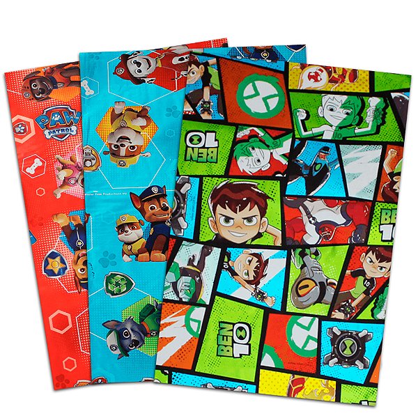 Saco de Presente Personagens tamanho 35x54 cm 40 unidades