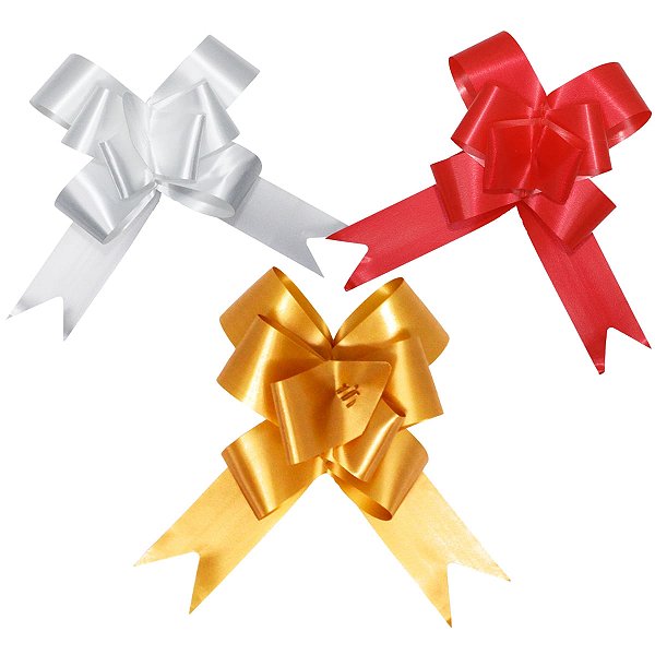 Kit 200 Laço Fácil Liso 30mm x 46cm 3 cores Sortidas