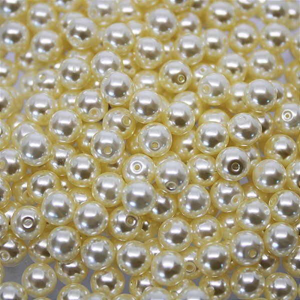 Perola Abs Meio Furo Cor Creme Pacote com 100 unidades Creme MF 6mm