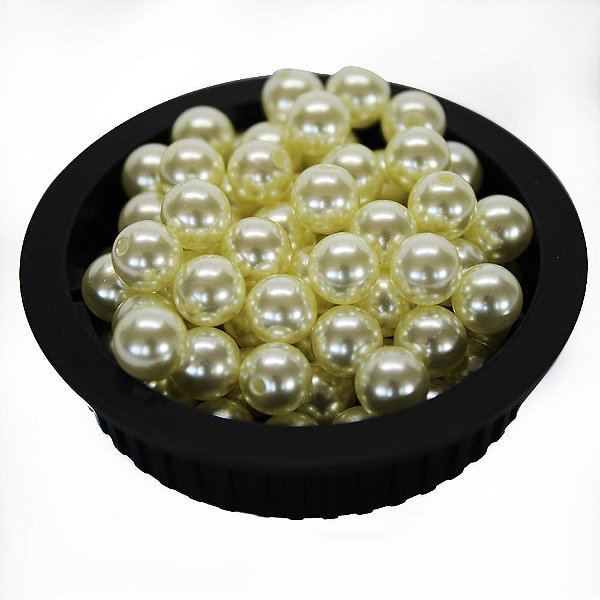 Perola Abs Meio Furo Cor Creme Pacote com 100 unidades Creme MF 8 mm