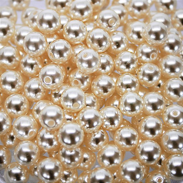 Perola Abs Meio Furo Cor Creme Pacote com 100 unidades Creme MF 8 mm