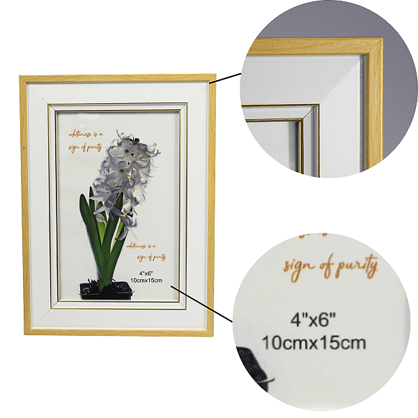 Porta Retrato 10x15cm com Moldura de Madeira Clara