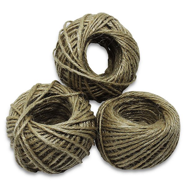 Kit com 3 Rolos Cordão de Juta Para Artesanato 25 metros Cordão Juta