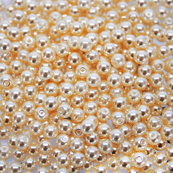 Perola Abs Meio Furo Cor Champanhe Pacote com 100 unidades Champanhe MF 4mm