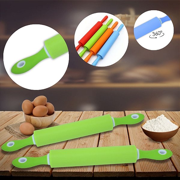 Rolo para massa em silicone giratório impermeável 48 cm