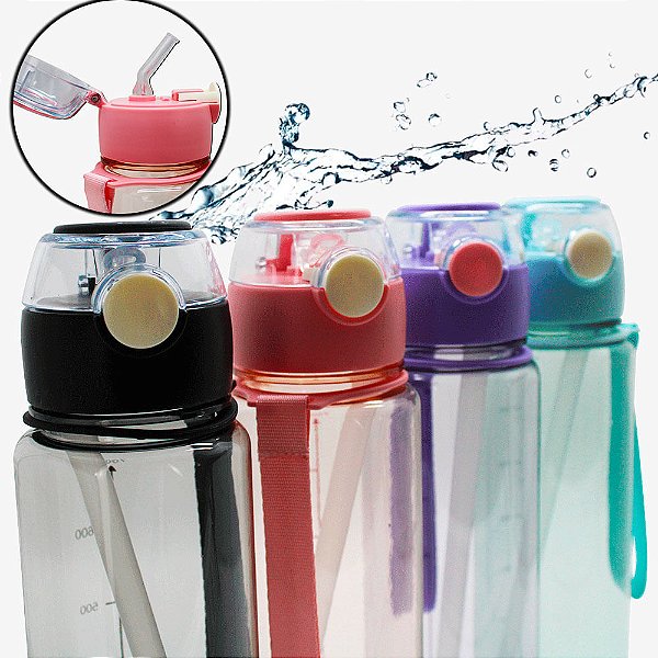 Garrafa De Água Squeeze Academia 700ML Com Canudo